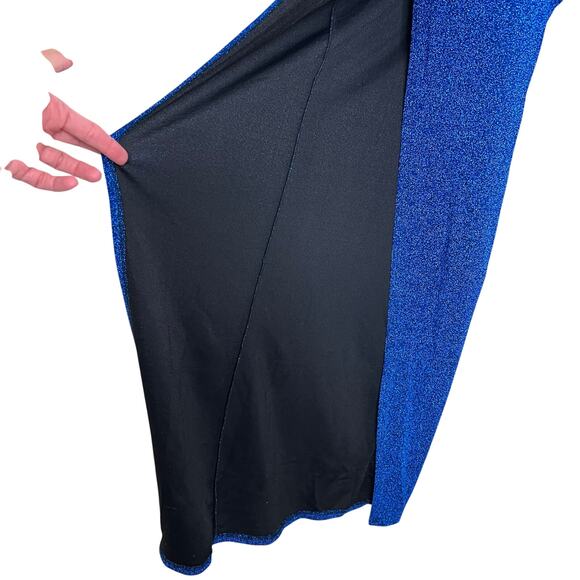 MadRag Jumpsuit Large Womens Blue Metallic Party Cocktail Going Out Strapless - Picture 5 of 9